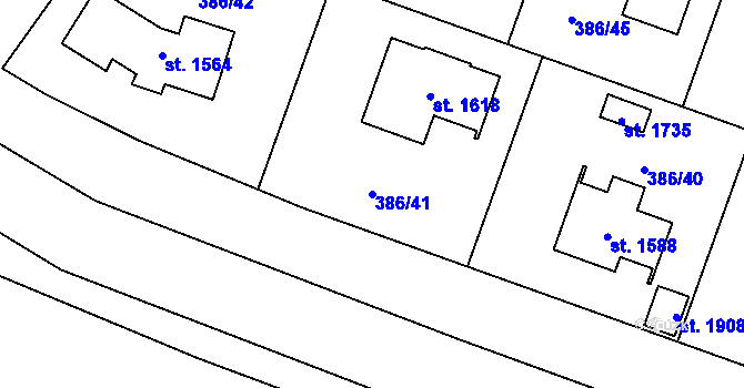 Parcela st. 386/41 v KÚ Letohrad, Katastrální mapa