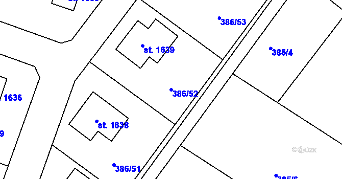Parcela st. 386/52 v KÚ Letohrad, Katastrální mapa
