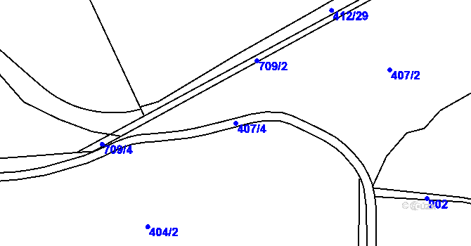 Parcela st. 407/4 v KÚ Letohrad, Katastrální mapa