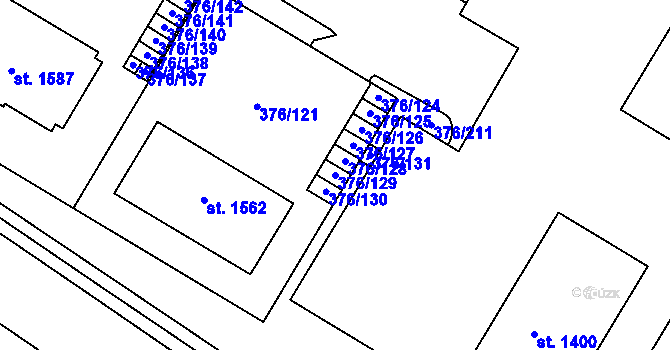 Parcela st. 376/129 v KÚ Letohrad, Katastrální mapa