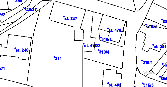 Parcela st. 478/2 v KÚ Letohrad, Katastrální mapa