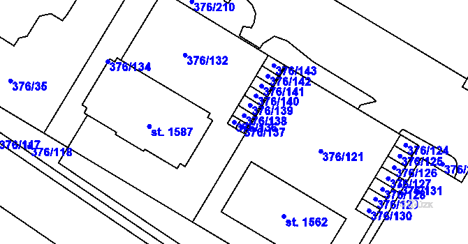 Parcela st. 376/136 v KÚ Letohrad, Katastrální mapa