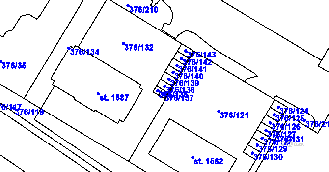 Parcela st. 376/138 v KÚ Letohrad, Katastrální mapa