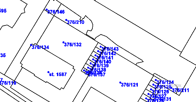 Parcela st. 376/142 v KÚ Letohrad, Katastrální mapa