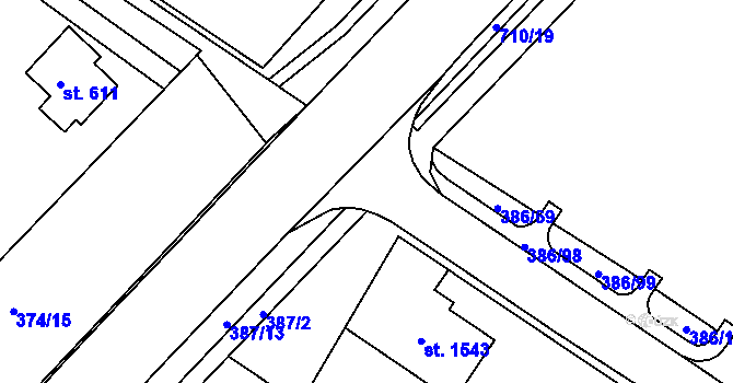 Parcela st. 387/5 v KÚ Letohrad, Katastrální mapa