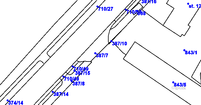 Parcela st. 387/9 v KÚ Letohrad, Katastrální mapa