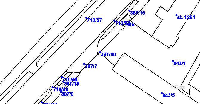 Parcela st. 387/10 v KÚ Letohrad, Katastrální mapa