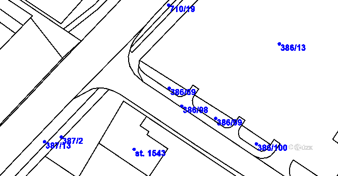 Parcela st. 386/69 v KÚ Letohrad, Katastrální mapa