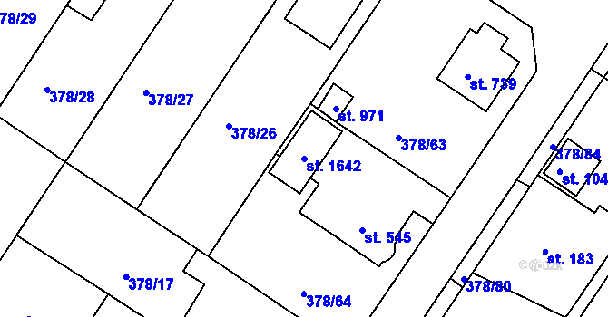 Parcela st. 1642 v KÚ Letohrad, Katastrální mapa