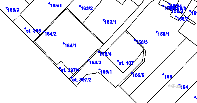 Parcela st. 156/4 v KÚ Letohrad, Katastrální mapa
