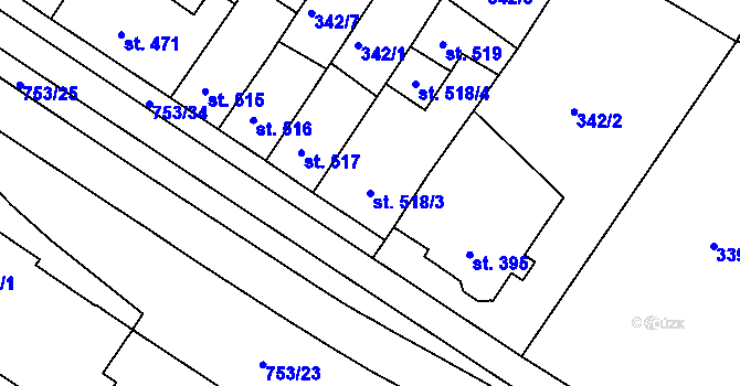 Parcela st. 518/3 v KÚ Letohrad, Katastrální mapa
