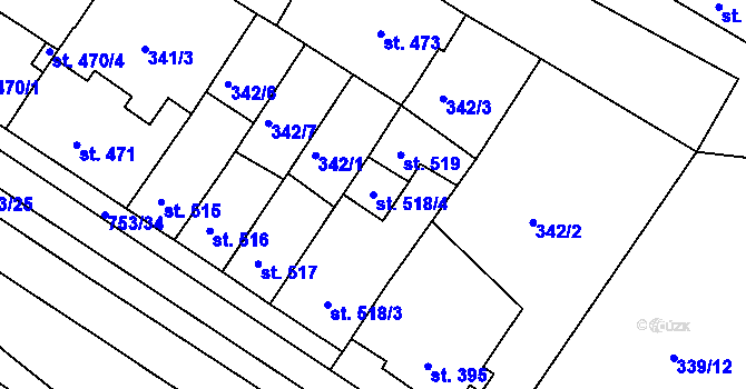 Parcela st. 518/4 v KÚ Letohrad, Katastrální mapa