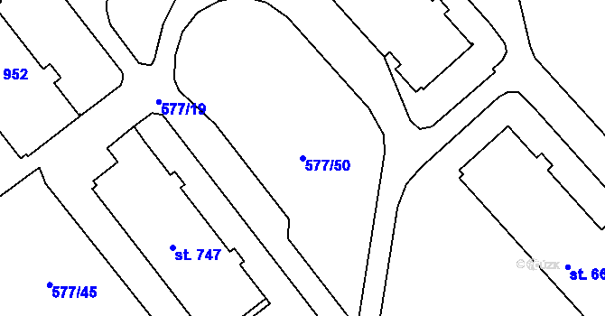 Parcela st. 577/50 v KÚ Letohrad, Katastrální mapa