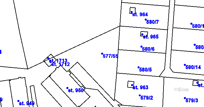 Parcela st. 577/55 v KÚ Letohrad, Katastrální mapa
