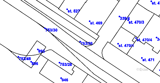 Parcela st. 753/26 v KÚ Letohrad, Katastrální mapa