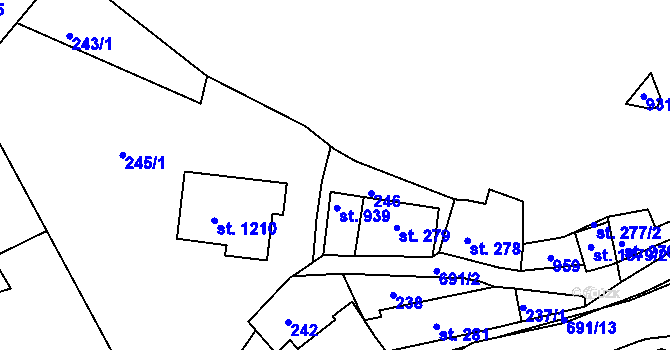 Parcela st. 245/3 v KÚ Letohrad, Katastrální mapa