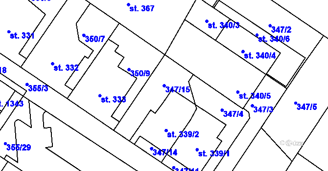 Parcela st. 347/15 v KÚ Letohrad, Katastrální mapa