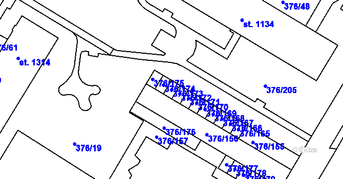 Parcela st. 376/173 v KÚ Letohrad, Katastrální mapa