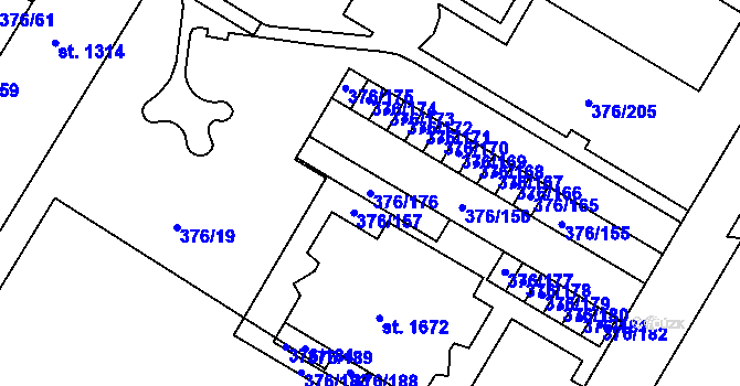 Parcela st. 376/176 v KÚ Letohrad, Katastrální mapa
