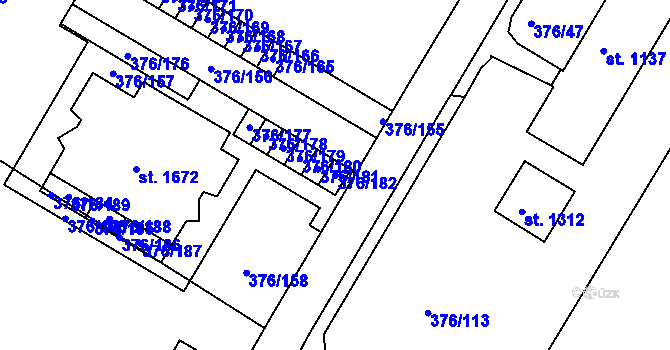 Parcela st. 376/182 v KÚ Letohrad, Katastrální mapa