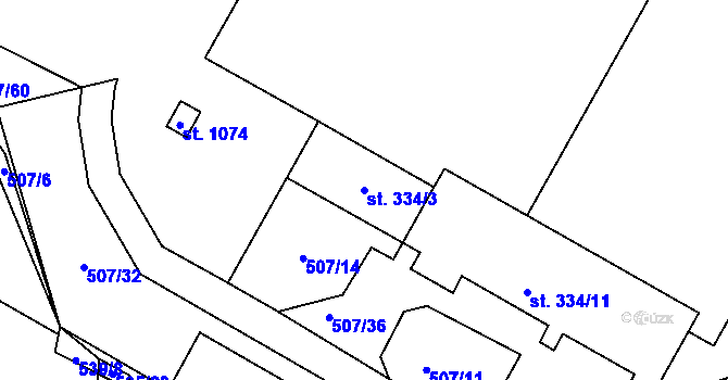 Parcela st. 334/3 v KÚ Letohrad, Katastrální mapa