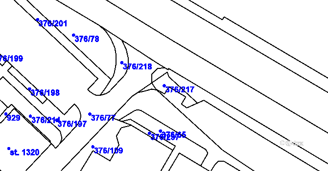 Parcela st. 376/217 v KÚ Letohrad, Katastrální mapa