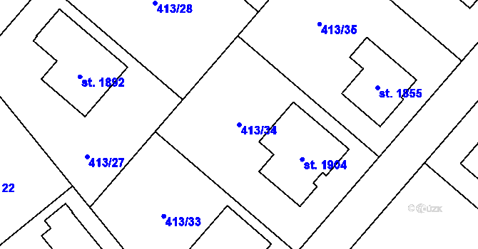 Parcela st. 413/34 v KÚ Letohrad, Katastrální mapa