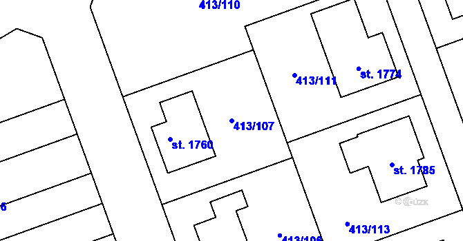 Parcela st. 413/107 v KÚ Letohrad, Katastrální mapa