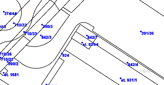 Parcela st. 931/4 v KÚ Letohrad, Katastrální mapa