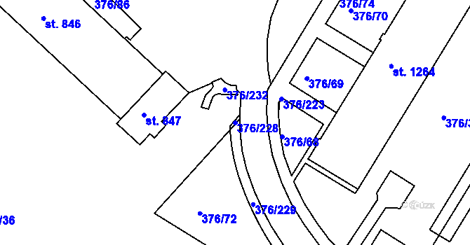 Parcela st. 376/228 v KÚ Letohrad, Katastrální mapa