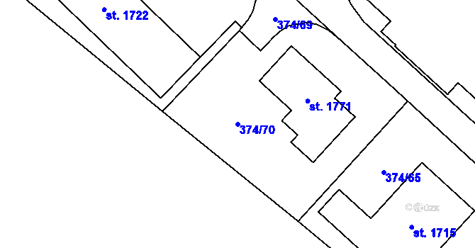 Parcela st. 374/70 v KÚ Letohrad, Katastrální mapa