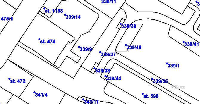 Parcela st. 339/37 v KÚ Letohrad, Katastrální mapa
