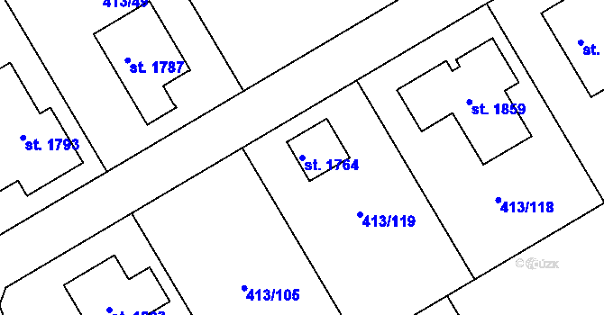 Parcela st. 1764 v KÚ Letohrad, Katastrální mapa
