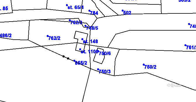Parcela st. 750/6 v KÚ Letohrad, Katastrální mapa