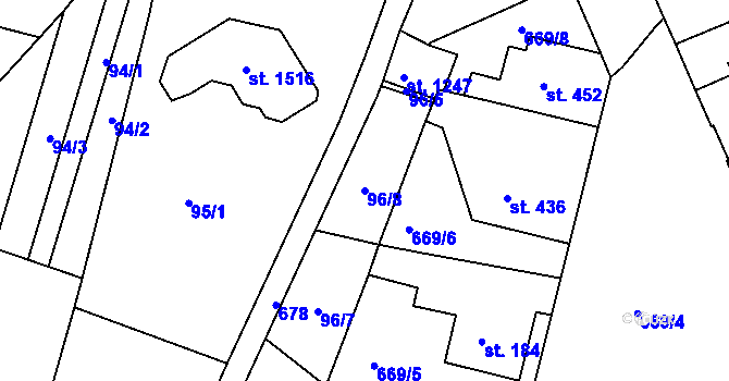 Parcela st. 96/8 v KÚ Letohrad, Katastrální mapa