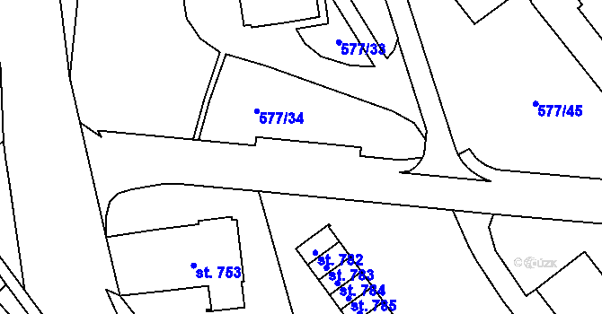 Parcela st. 577/57 v KÚ Letohrad, Katastrální mapa