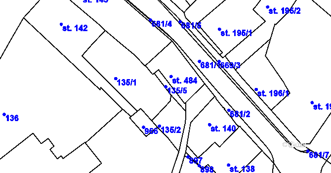 Parcela st. 135/5 v KÚ Letohrad, Katastrální mapa