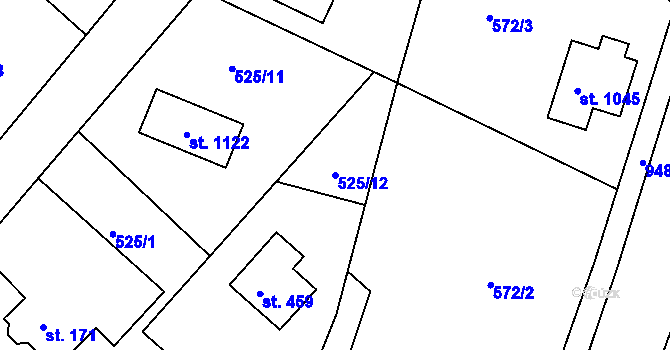 Parcela st. 525/12 v KÚ Orlice, Katastrální mapa