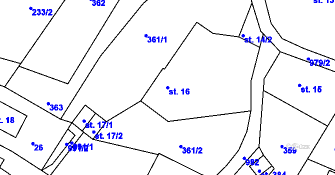 Parcela st. 16 v KÚ Orlice, Katastrální mapa