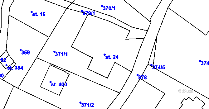 Parcela st. 24 v KÚ Orlice, Katastrální mapa