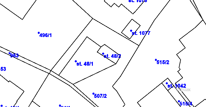 Parcela st. 48/2 v KÚ Orlice, Katastrální mapa