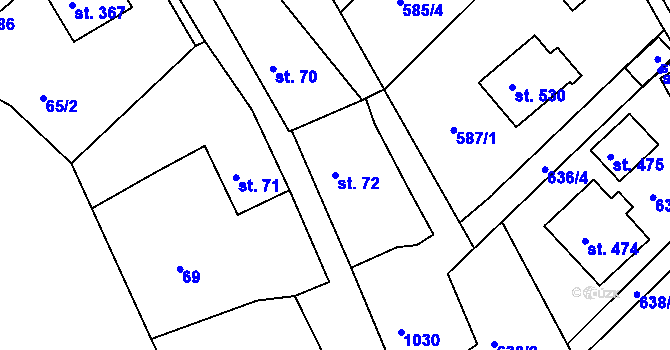 Parcela st. 72 v KÚ Orlice, Katastrální mapa