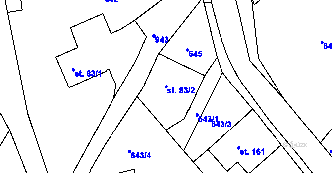 Parcela st. 83/2 v KÚ Orlice, Katastrální mapa