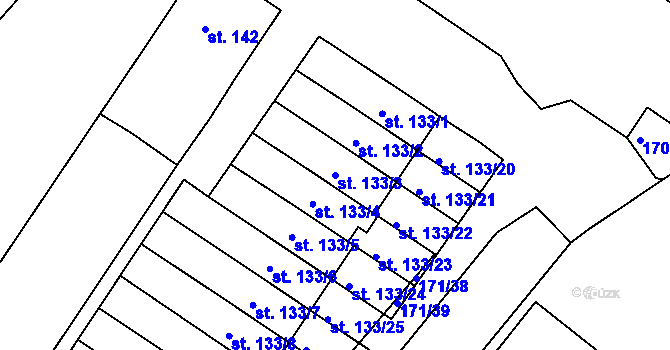 Parcela st. 133/3 v KÚ Orlice, Katastrální mapa