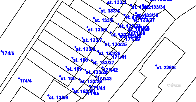 Parcela st. 133/26 v KÚ Orlice, Katastrální mapa