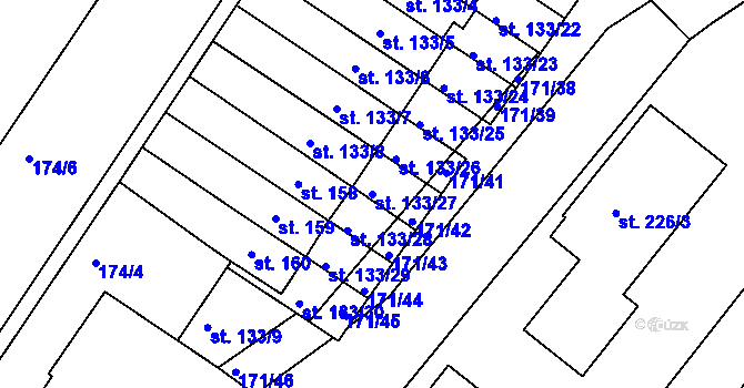Parcela st. 133/27 v KÚ Orlice, Katastrální mapa