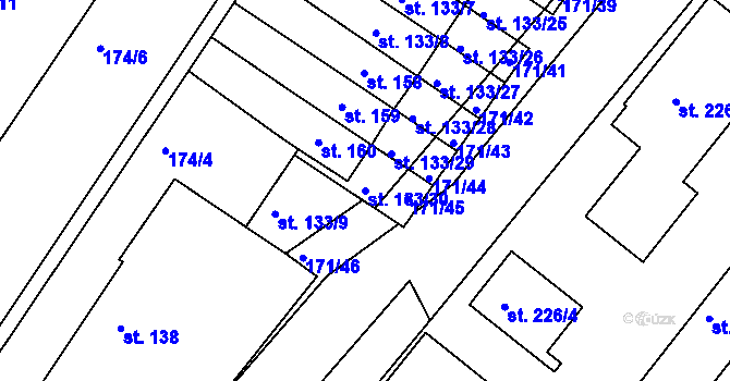 Parcela st. 133/30 v KÚ Orlice, Katastrální mapa
