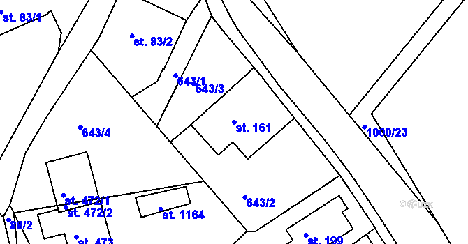 Parcela st. 161 v KÚ Orlice, Katastrální mapa