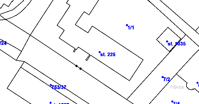 Parcela st. 225 v KÚ Orlice, Katastrální mapa