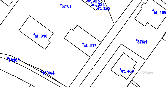 Parcela st. 317 v KÚ Orlice, Katastrální mapa